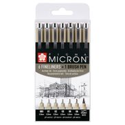 Sakura Pigma Micron Set 6 fineliners +1 Pigma Penseel