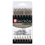 Sakura Pigma Micron Set 6 fineliners +1 Pigma Penseel