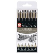Sakura Pigma Micron Etui 6 Fineliners Zwart