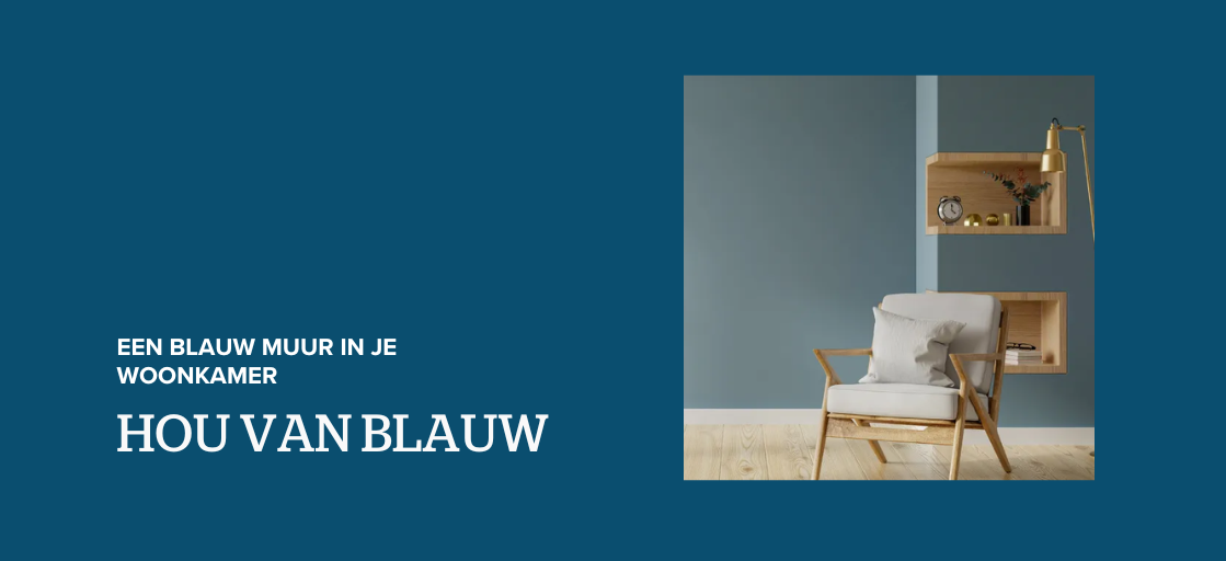 blauwe muur woonkamer