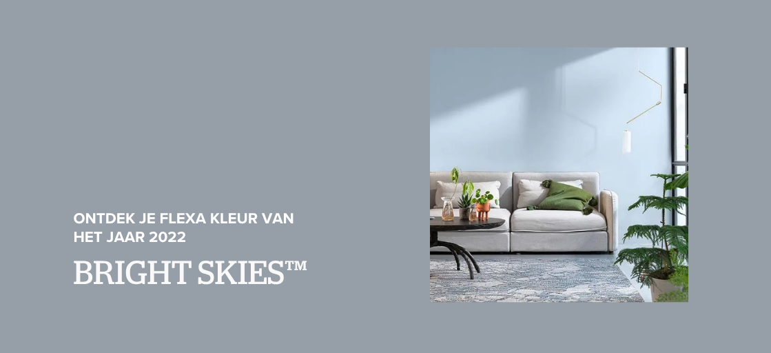 Ontdek de Flexa kleur van het jaar 2022: Bright Skies™