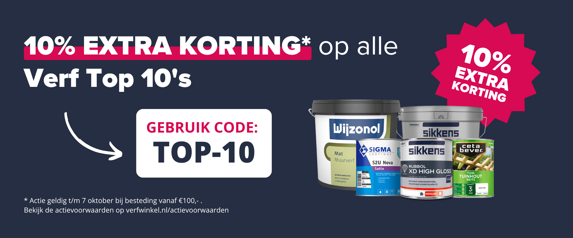 10% extra korting op alle Top 10's alleen bij Verfwinkel.nl