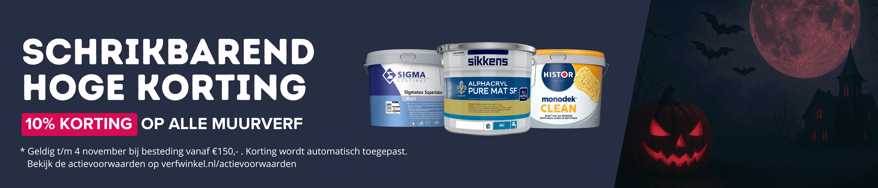 Schrikbarende korting: 10% korting op alle muurverf v.a. €150